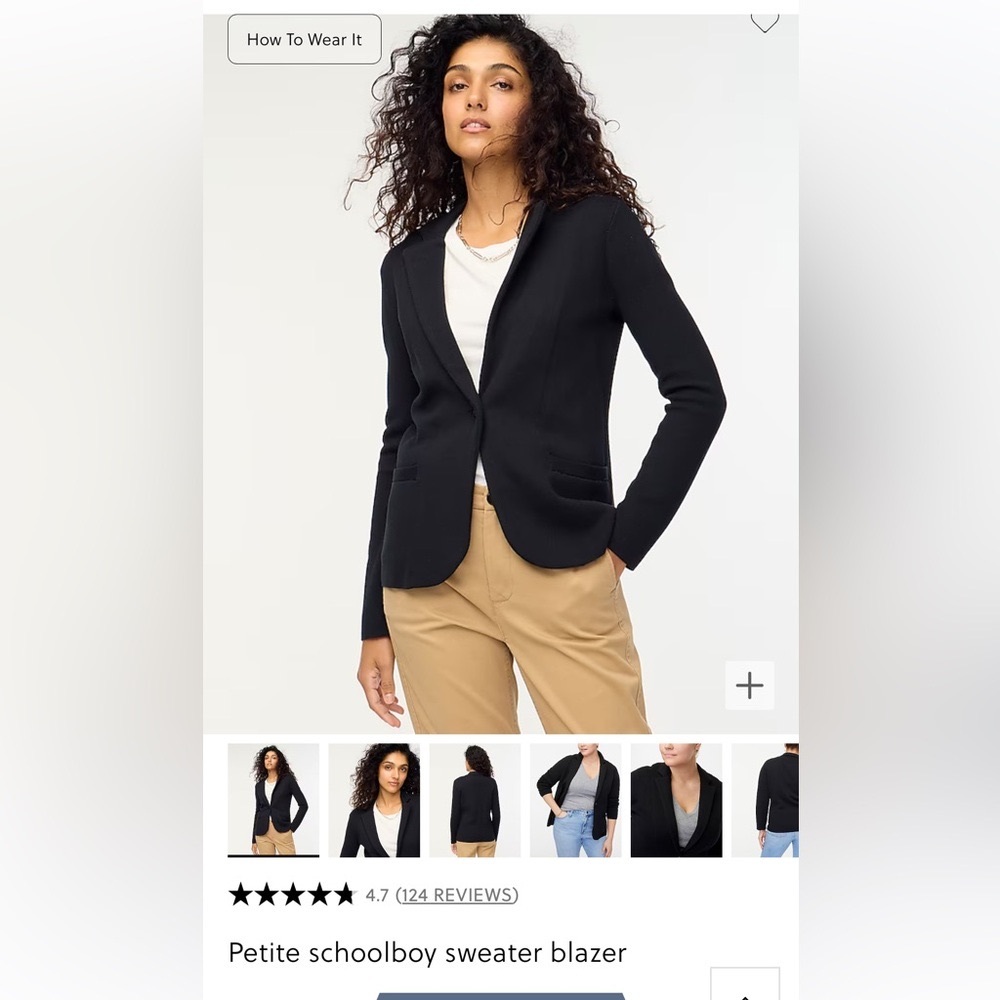 J Crew petite XS petite school boy sweater blazer black